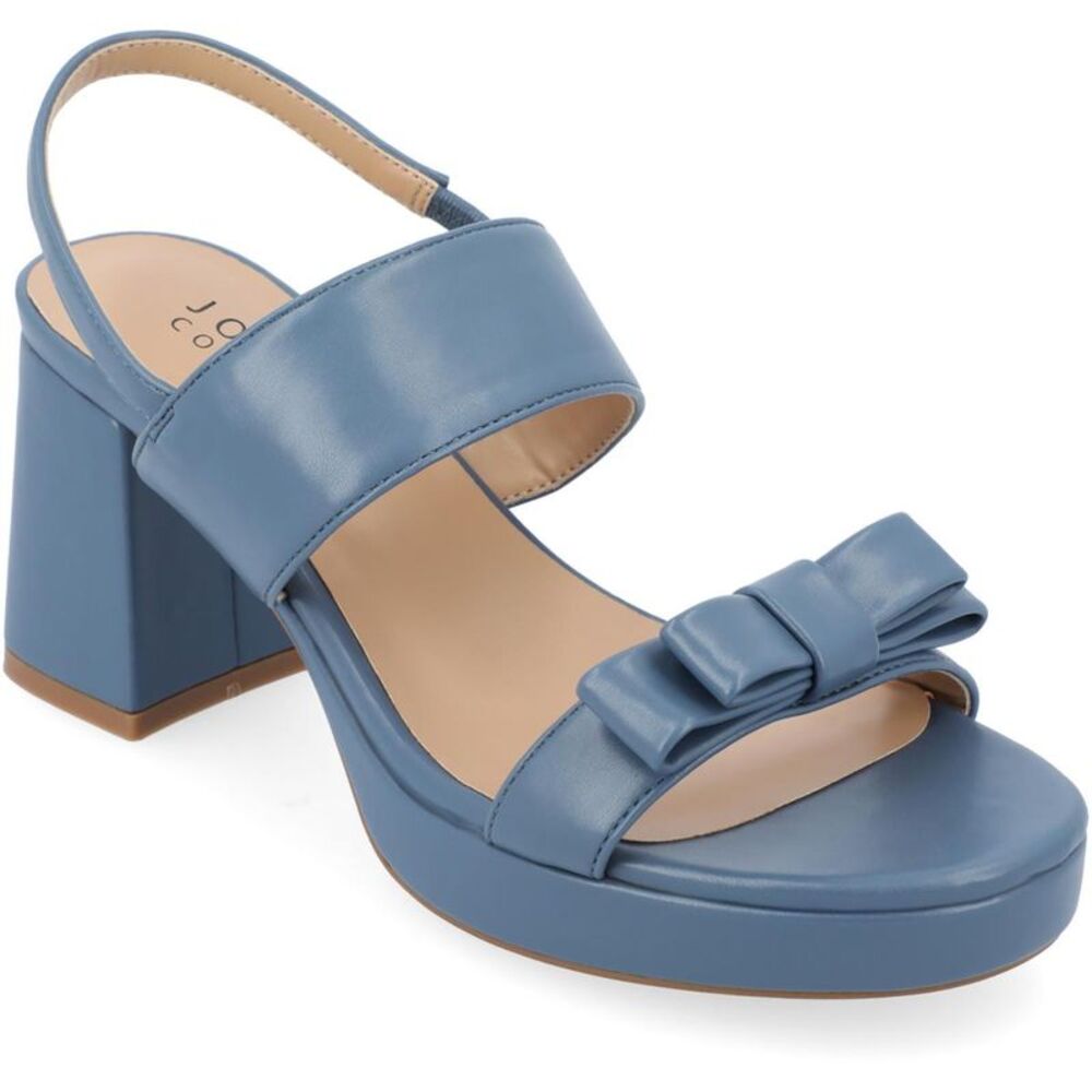 Journee Collection Womens BROOKAN Blue Round toe Casual Block Heel Heels NWT
